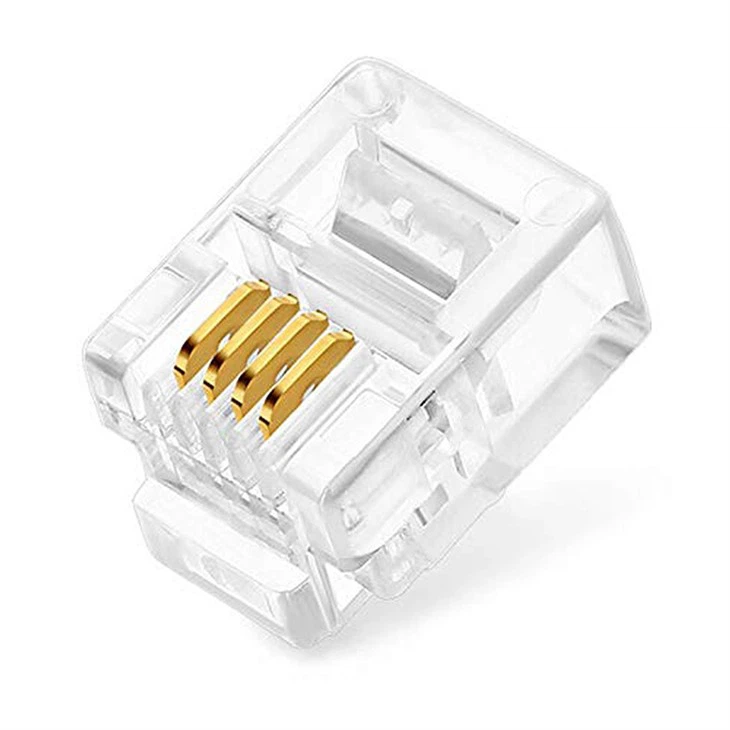 6P4C Cat3 RJ11 Phone Connector 3U Gold Plated
